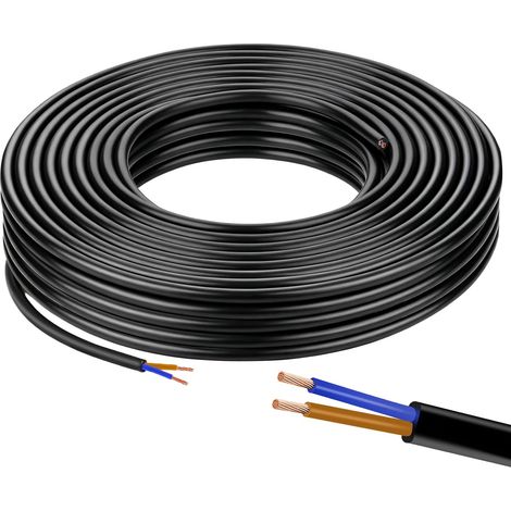 Câble Electrique 2 Fils 2×0,75mm² 10M 18AWG 300V/500V Câble Flexible Noir (1/5)