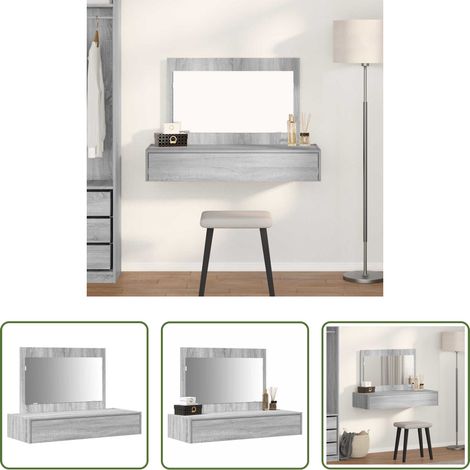 Schminktisch mit Spiegel - Schminktisch mit Schubladen Grau 100 x 40 x 70 cm Holzwerkstoff (1/5)
