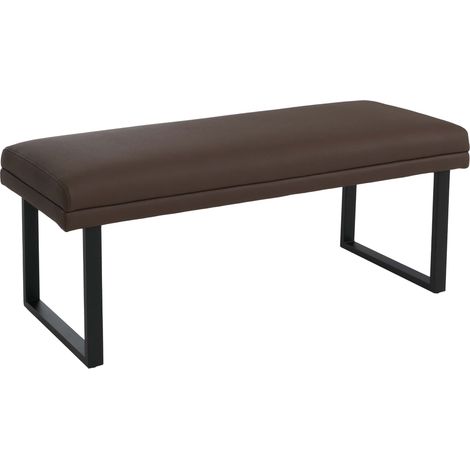 Sitzbank HHG-078, Polsterbank Garderobenbank Esszimmerbank, Metall Kunstleder 120cm braun