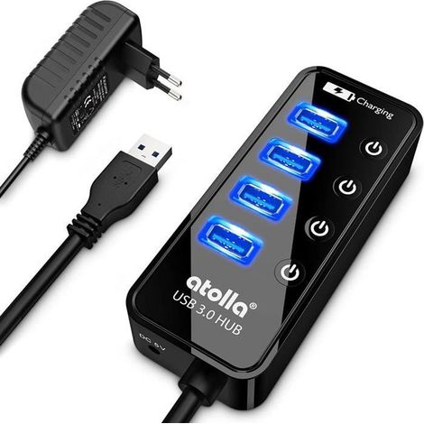 Hub USB 3.0 multiport, design ultra-mince à 4 ports, avec indicateur d'alimentation indépendant. (1/5)