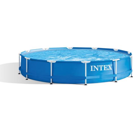 Intex 28210NP – Piscina Fuori Terra Metal Frame Rotonda, 6503 L, Acciaio e PVC, Blu, 366x76 cm (1/10)