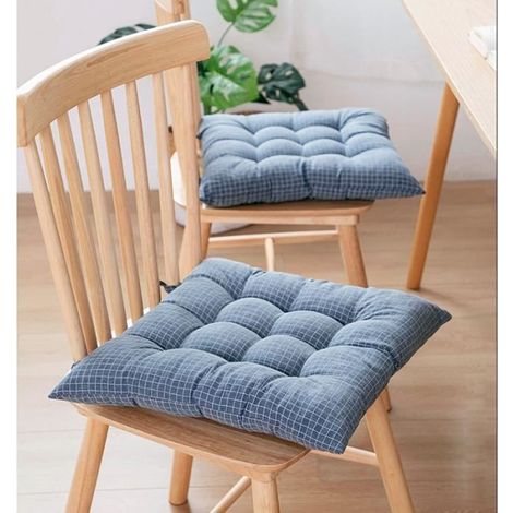 4PCS coussins de chaise de salle à manger confortables et respirants avec liens - Bleu,4343 cm (1/4)