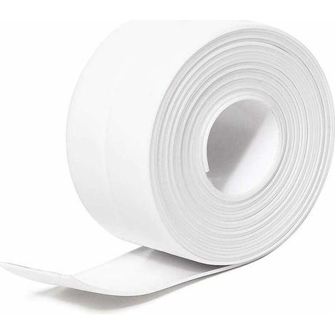 (Blanc,3.8CMx3.2M) Bande d'étanchéité en silicone pour salle de bain, bande d'étanchéité auto-adhésive en PE imperméable adaptée à la baignoire (1/5)