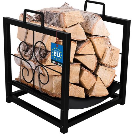 KOTARBAU® Range Bûche Intérieur - Acier Revêtu Poudre - Porte Buche - 35,5x35,5x41cm - Poignées Pratiques - Support Bois De Chauffage Intérieur - Noir - Rangement Buches Intérieur (1/5)