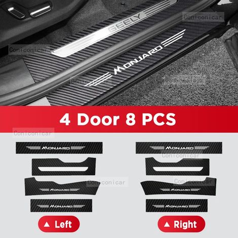 (4 portes,8 pièces) Autocollants de seuil de porte en fibre de carbone pour GEELY MONJARO 2023-2024,protection anti-rayures,accessoires de décoration intérieure (1/3)