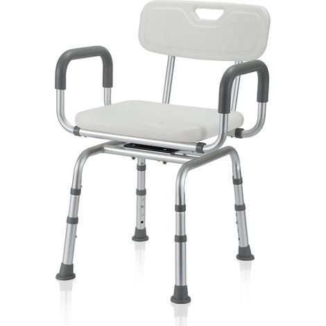 Randaco Tabouret de douche- Siège de douche- réglable en hauteur jusqu'à 136 kg tabouret de salle de bain - Avec dossier + rotation de 360 degrés (1/5)