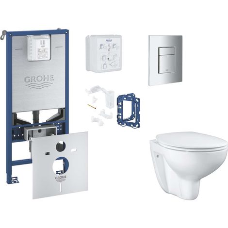 Grohe Rapid SLX - Set bâti-support, cuvette, abattant SoftClose et plaque de déclenchement Skate Cosmopolitan et kit pour insertion de tablette, chrome SANI11BB2125 (1/5)