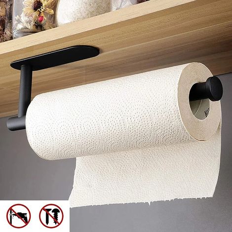 (Cylinder Long noir) Porte-essuie-tout adhésif pour la cuisine, distributeur de papier toilette, rangement pour armoire, porte-serviettes, accessoires de salle de bain (1/5)