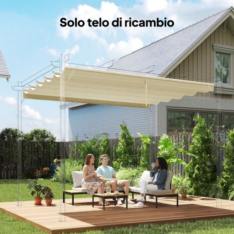 Toit pergola kiosque 10 trous drainage polyester 3x3 m crème 250x255 cm