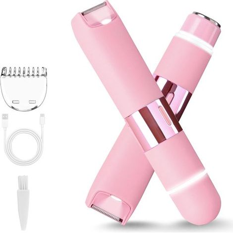 Tagliacapelli da donna ING - Kit elettrico impermeabile 2 in 1 per la rimozione dei peli del viso, rosa, pezzo unico - AquaForge (1/5)