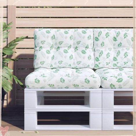 Coussins de palette - VINGVO - Motif de feuilles - Lot de 2 - Polyester résistant UV & eau - Rembourrage fibres creuses (1/3)