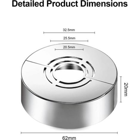 Ensemble de couvercle décoratif de douche 4 pièces, 3 tailles en 1, adapté pour Ø20 mm/25 mm/33 mm, couvercle décoratif fendu, adapté aux accessoires de douche et à la décoration de robinet (1/3)