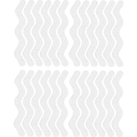 Autocollants de douche antidérapants, en forme de S, pour baignoires, douches, escaliers, 1,3 x 18 cm, 24 pièces, transparents