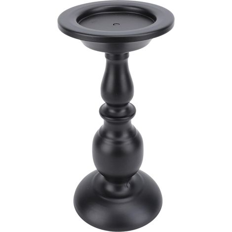 Retro Iron Candlestick with Black Baked Finish, European Vintage Style, 22 cm High with Wide and Stable Base for Dining Table Decoration, Wedding Party (1/5)