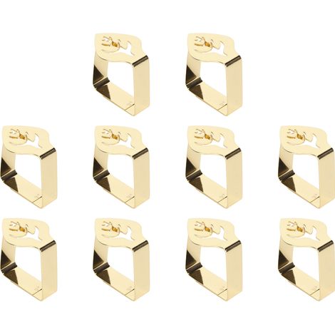 Lot de 10 Pinces à Nappe en Acier Inoxydable, Style Feuille, Anti-Glisse, Maintien de Nappe pour Fêtes en Famille, Café, Doré (1/5)