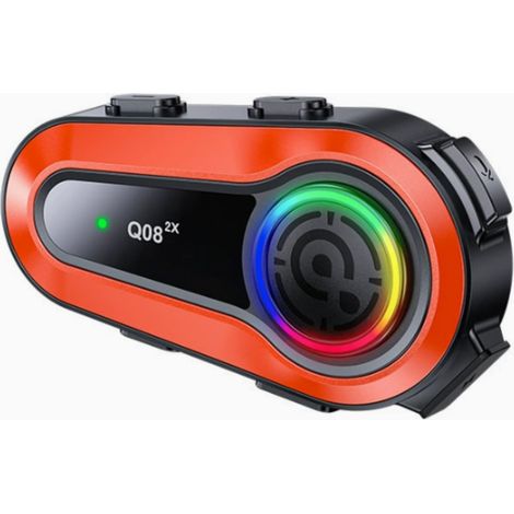 Écouteurs Bluetooth 5.0 pour casque de moto, intercom bidirectionnel 1000 m, étanchéité IPX6, son clair, longue autonomie, rouge (1/5)