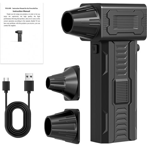 Ortviai Souffleur Électrique 220 W, Moteur Sans Balais 140 000 tr/min, Vitesse Réglable, 53 m/s, Batterie 8000 mAh, 2 Embouts Aimantés