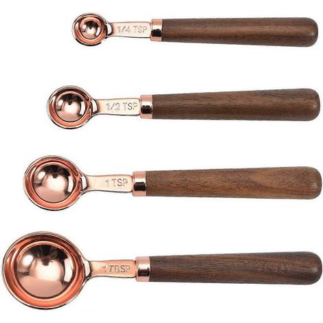 Cuillères doseuses en acier inoxydable, lot de 4 - Or rose (1/5)