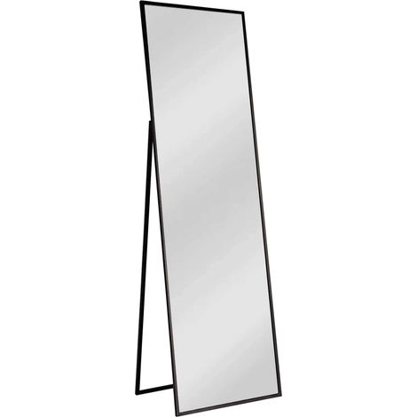Miroir au sol en métal avec support Ayna - Noir (1/4)