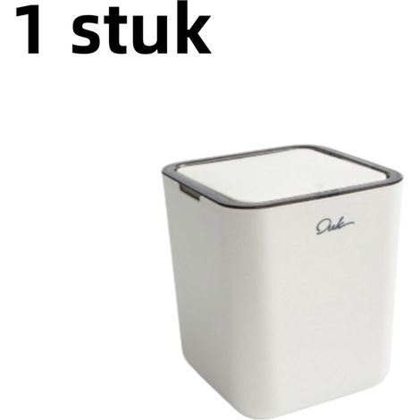 Petite poubelle carrée avec couvercle pour bureau chambre et salle de bain couleur blanche (1/5)