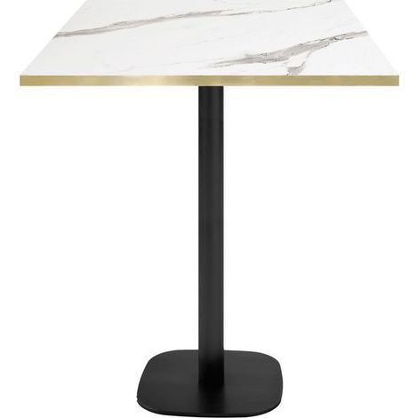 Mange-debout 70 x 70 cm - modèle Round marbre blanc chants laiton (1/4)