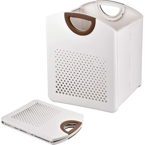 Blanc Panier a linge pliable, 27L Plastique Matériel Montage mural corbeille a linge avec poignée, Robuste Économisez de l'espace panier linge sale respirant pour salle de bain et chambre à coucher (1/5)
