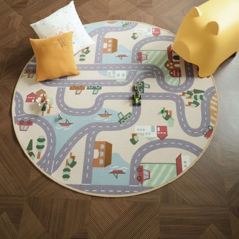 Tapis rond de jeu enfant - Circuit de voiture - Campagne - Ø 200 cm (1/5)