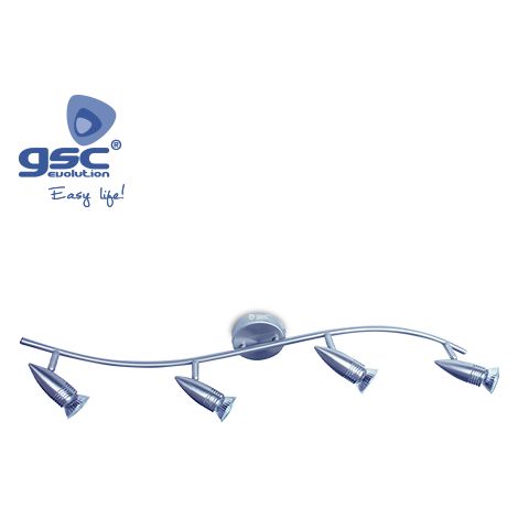 Regleta de cuatro focos níquel satín GU10 led Halo GSC 1901059