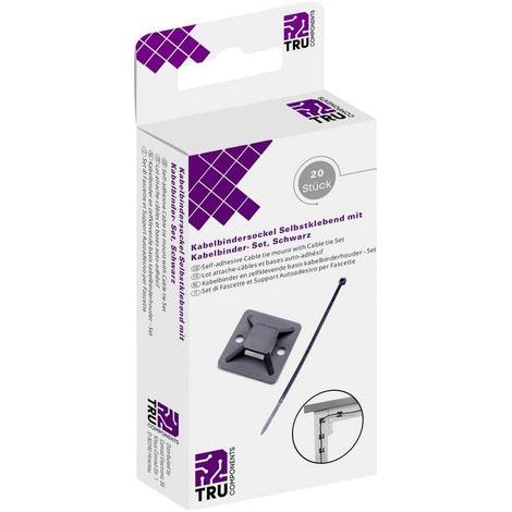 ASSORTIMENT DE SERRE-CÂBLES 100 MM TRU COMPONENTS KABELBEFESTIGUNGS-SET, NOIR 20 PARTIES (1/4)