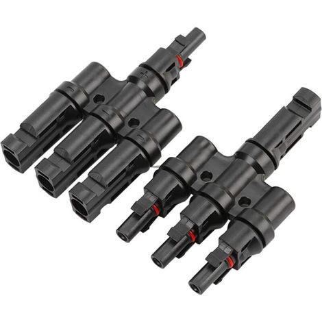 Photovoltaik-Stecker MC4, Solarpanel-Montage, professioneller Solarpanel-Kabelstecker, T-Typ-3-Abzweig-Solarstecker MFFF/FMMM, für Solar-Photovoltaik-Panel-System (1/4)