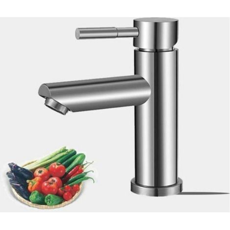 Robinet Lavabo - Eau Froide - Cuivre Chromé - Mousseur Démontable - 1 Pièce (1/4)