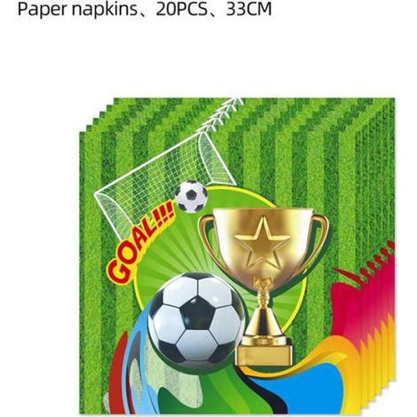 Assiettes - Gobelets - Serviettes - Theme Football - Lot de 50 Pieces - Pour Fete Enfant - 10 Invites (1/5)