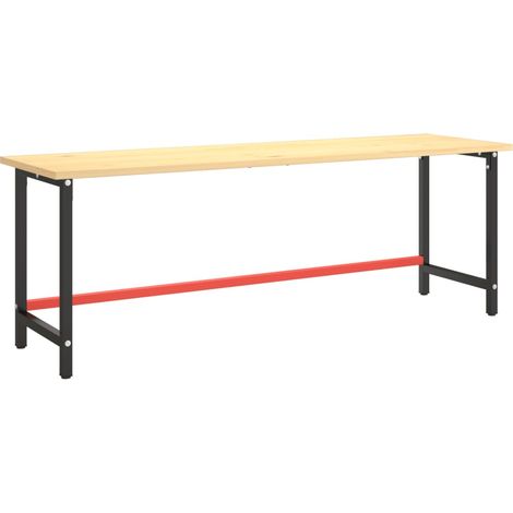 Cadre de banc de travail Noir et rouge mat 220x57x79 cm Métal