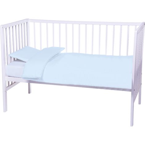 Completo lettino Bambini lenzuola tinta unita 100% cotone made in Italy, in 7 colori ottima qualità Azzurro - 120x180 cm