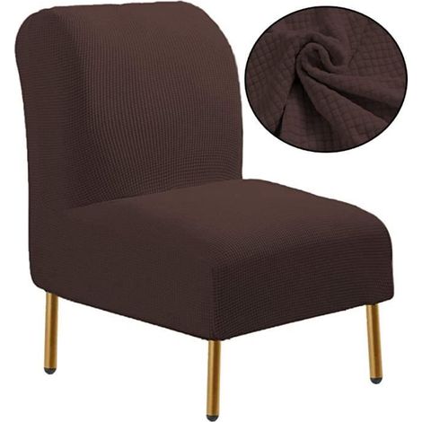 Housses de chaise sans accoudoirs - Housses de chaise extensibles amovibles et lavables - Protection de meubles - Chocolat (1/4)