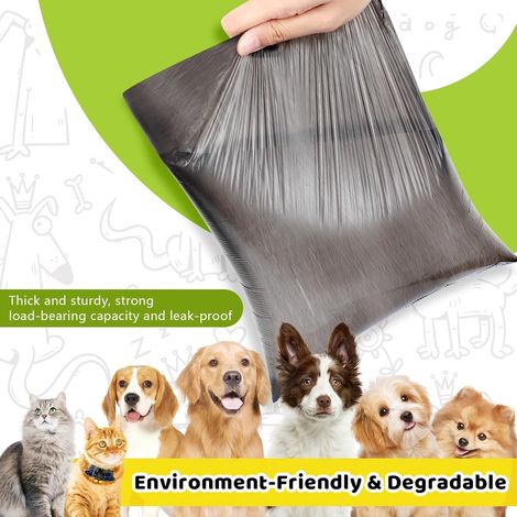 225 Pièces Sacs à Crottes pour Chiens, Noir Sac Crottes Chien Portable, 22 30cm, Épais et Résistants, Grande Capacité, pour Promenades et Voyages (15 Rouleaux, 15 par Rouleau) (1/4)