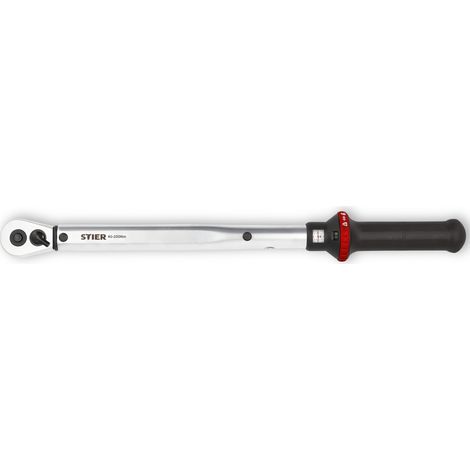 STIER Drehmomentschlüssel mit Umschaltknarre 1/2 Zoll, Arbeitsbereich 40-200 Nm, hohe Auslösegenauigkeit, Umschaltfunktion, Auslösesignal, Vierkantantrieb, DIN 3120 (1/5)