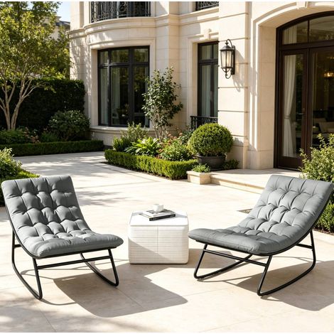Outdoor-Schaukelstühle, 2er-Set, 64 x 101 x 71 cm, Dunkelgrau/Schwarz HAVRYA (1/5)
