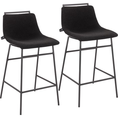 SVITA CAMILLE 2er Set Barhocker Barstühle mit Lehne Fußstütze Boucle Schwarz (1/5)
