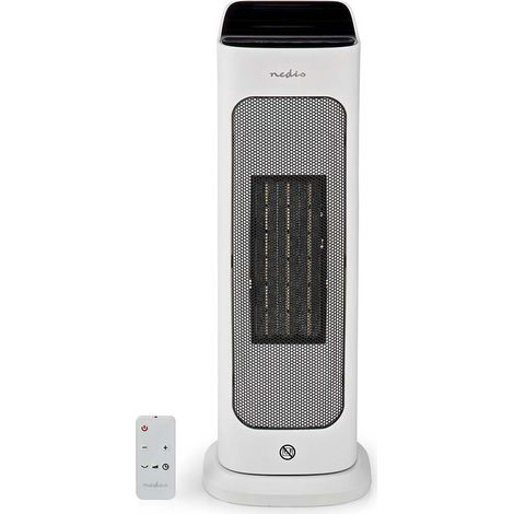 Riscaldatore a torre in ceramica Telecomando Riscaldatore rapido Funzione girevole Termostato digitale, cavo 150 cm, LxAxP 17,5x50x13,5, Nedis HTFA20WT (1/5)