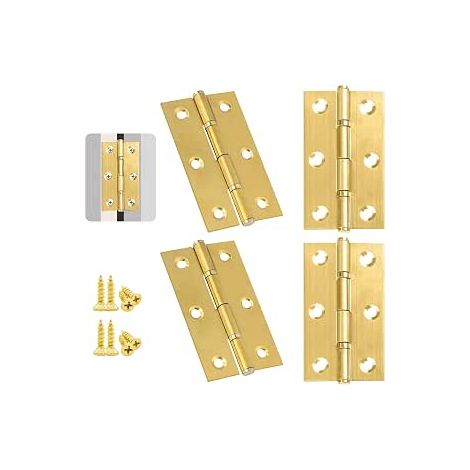 Stainless Steel Heavy Duty Adjustable Hinges with Screws for Wooden Doors, Garden and Outdoor Doors, Gold Hinge, 70 x 40 x 0.2 cm, Screw 12 x 5 mm (1/5)