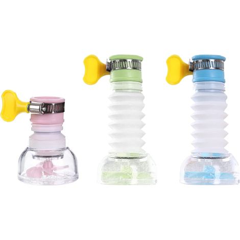 3 Pièces Mini Filtre à Eau pour Robinet Filtre de Robinet D'eau Rétractable Filtre de Robinet de Cuisine Pliable, Rond à Charbon Actif Filtre à Eau D'évier pour La Maison Salle(3 Couleurs)