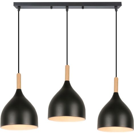 royaluxe- Suspension Luminaire Rétro 3 Lumières Plafonnier Moderne Lustre En Métal Noir Suspension Lustre D'Intérieur Pour Chambre Salon Couloir (1/5)