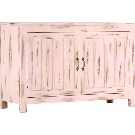 vidaXL Buffet Rose clair 110x35x70 cm Bois de manguier massif (1/5)