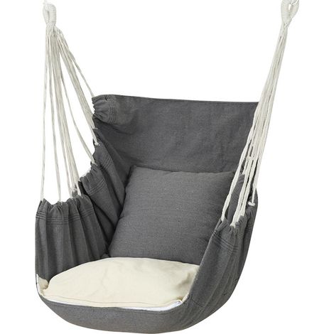 fauteuil hamac suspendu exterieur pour jardin couleur gris modele avec fermeture eclair amelioree avec coussin et accessoires (1/2)