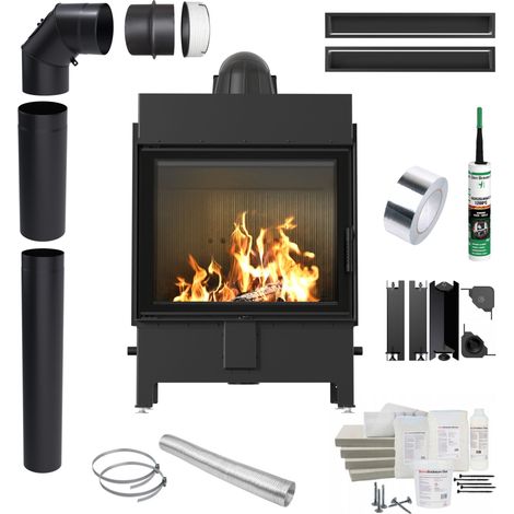 Kamin LUCY 15 kW Ø200 SCHWARZ TERMOTEC Einbauset mit Schließung (1/5)