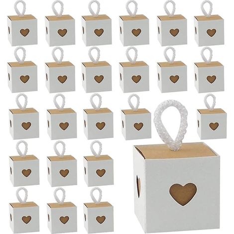 30pcs Bote Cadeau (blanc L'extrieur Et Marron L'intrieur),bote Cadeau Mariage,bote Cadeau En Carton,bote Cadeau Vide,mini Bote Bonbons Kraft,ch (1/5)