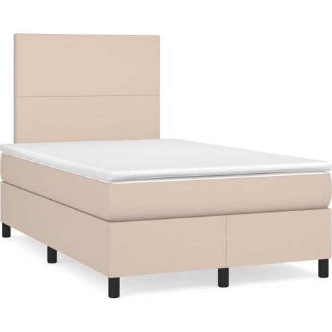 Sommier à lattes de lit matelas cappuccino 120x190 similicuir (1/5)