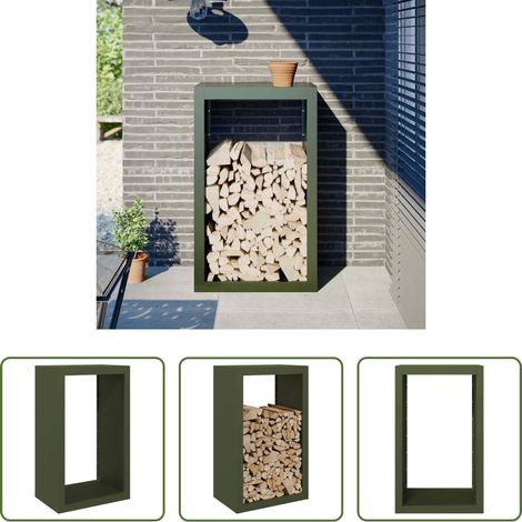 vidaXL Porte-bûches - Portant de bois de chauffage vert 60x40x100 cm acier (1/5)