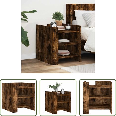 vidaXL Nachttisch Wohnzimmer - Nachttisch Räuchereiche 45x50x50 cm Holzwerkstoff (1/5)